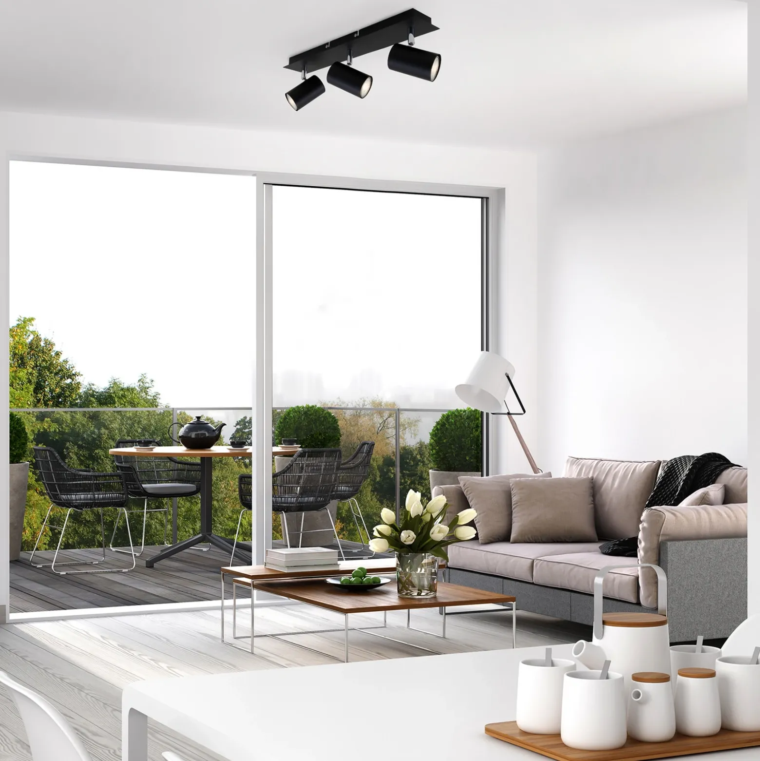 Plafón 2857-035, giratorio, 3 luces, negro