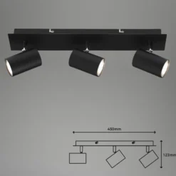 Plafón 2857-035, giratorio, 3 luces, negro