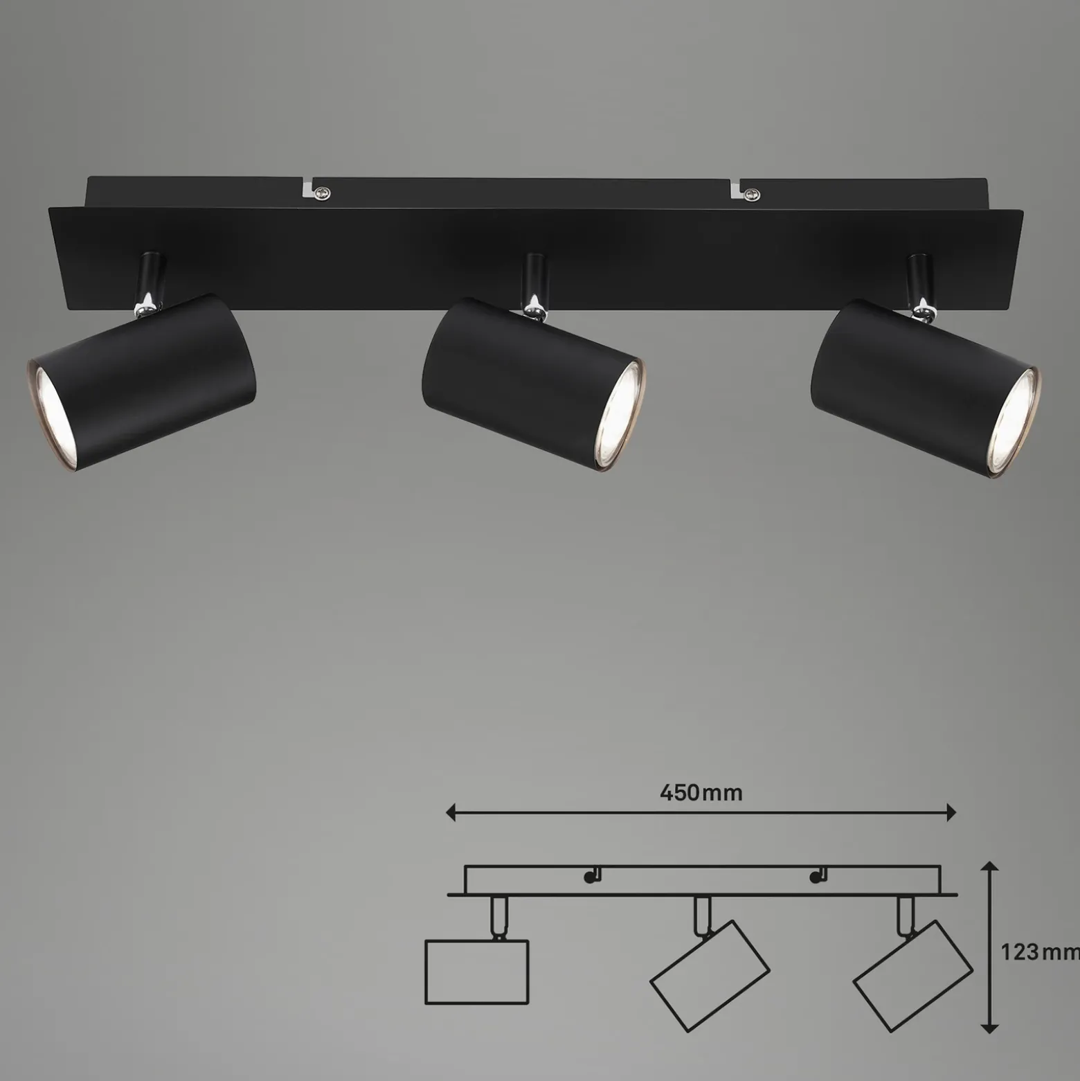 Plafón 2857-035, giratorio, 3 luces, negro