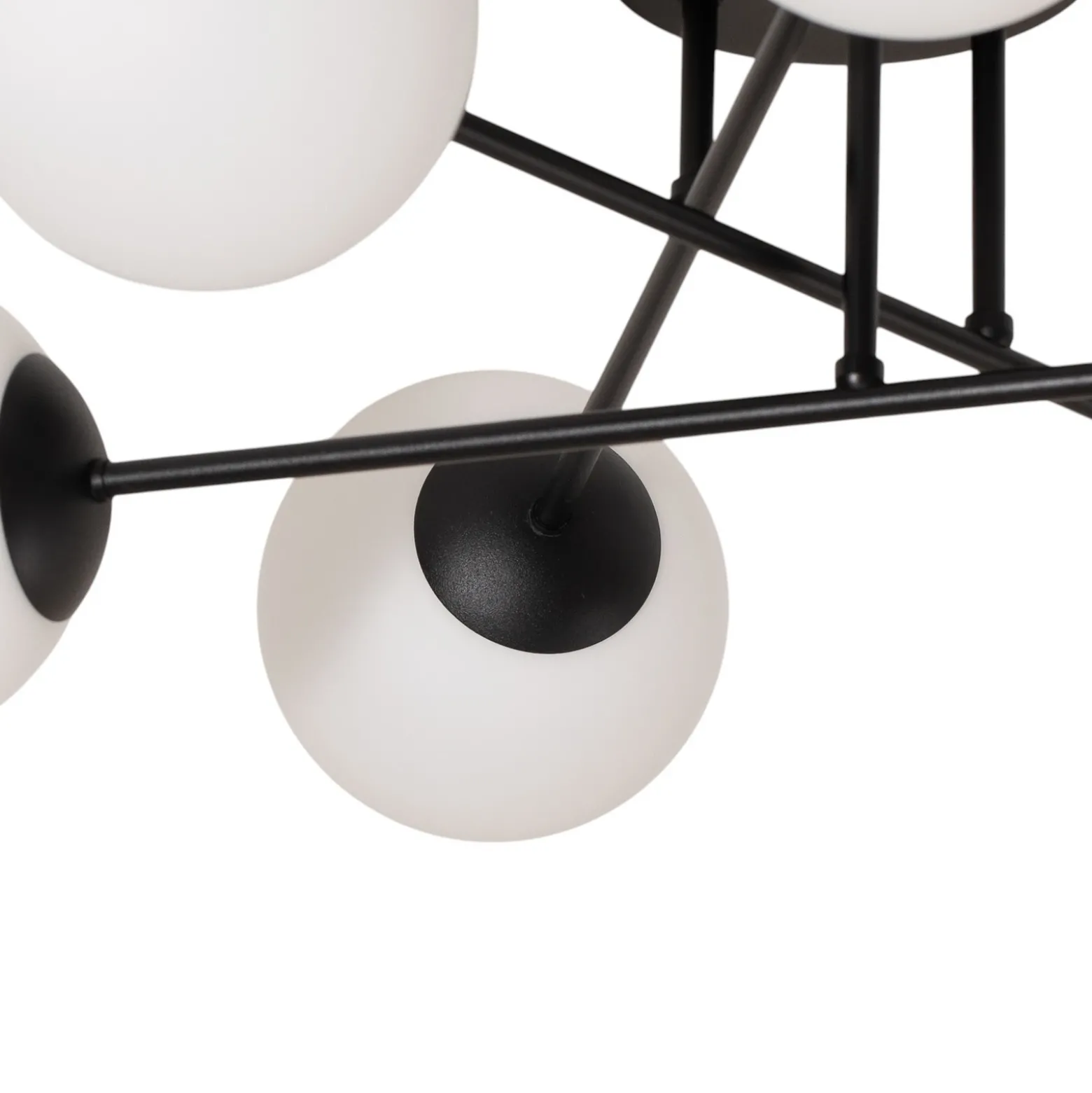 Plafón Glassy, 6 luces, negro/ópalo