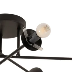 Plafón Glassy, 6 luces, negro/ópalo