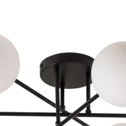 Plafón Glassy, 6 luces, negro/ópalo