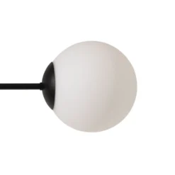 Plafón Glassy, negro/ópal, 75 cm, 6 luces.