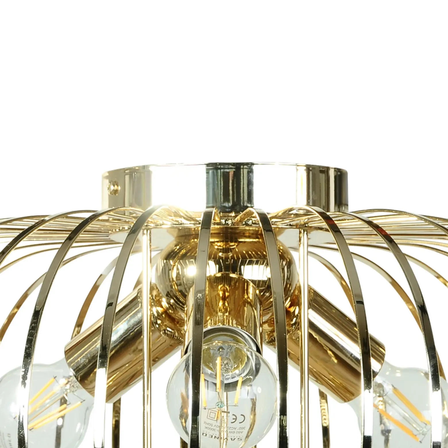 Plafón Globe, color dorado, Ø 51 cm, 3 luces, E27