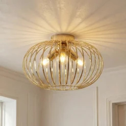 Plafón Globe, color dorado, Ø 51 cm, 3 luces, E27