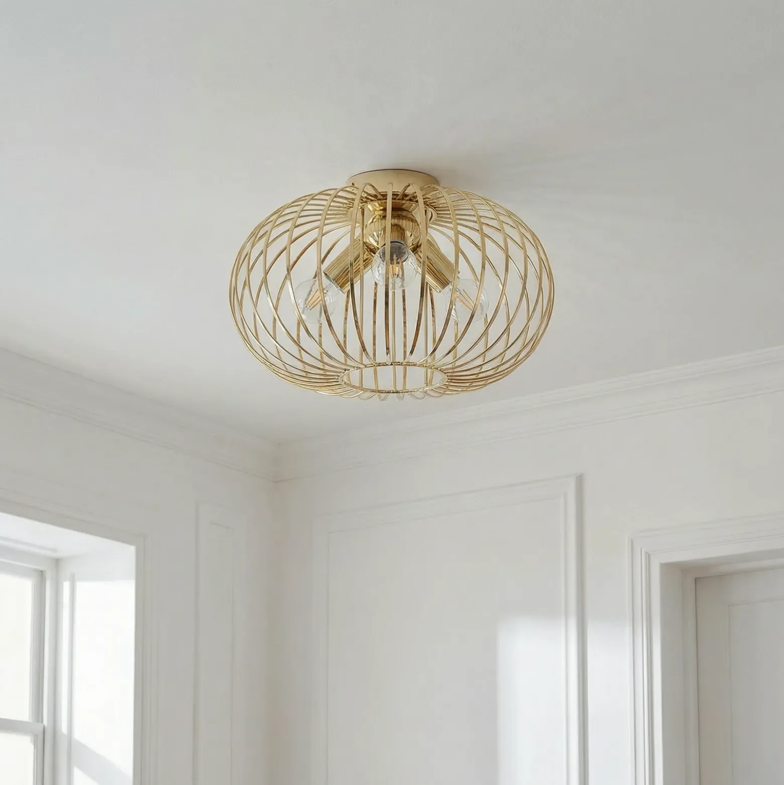 Plafón Globe, color dorado, Ø 51 cm, 3 luces, E27