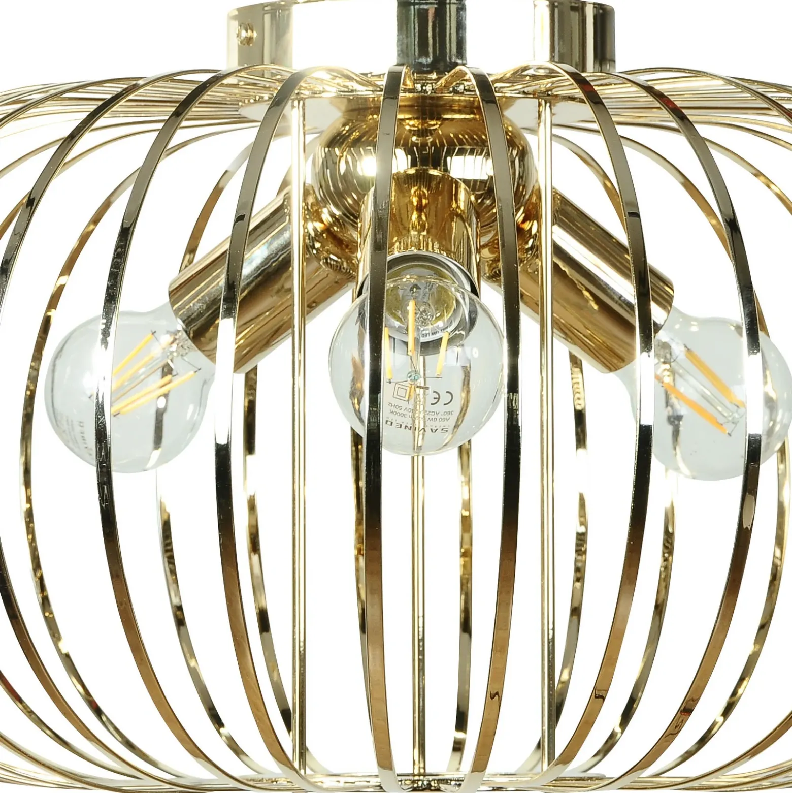 Plafón Globe, color dorado, Ø 51 cm, 3 luces, E27