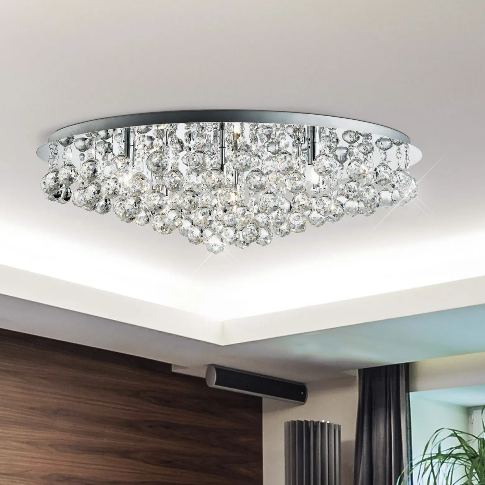 Plafón Hanna cromo cristal esferas 80 cm