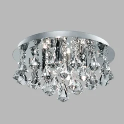 Plafón Hanna, redondo, IP44, 38cm, cromo Pyramid