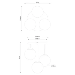 Plafón Harmon, beige/blanco, cristal, Ø 34 cm, E14