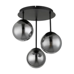 Plafón Harmon, negro/ahumado, cristal, Ø 33 cm, E14
