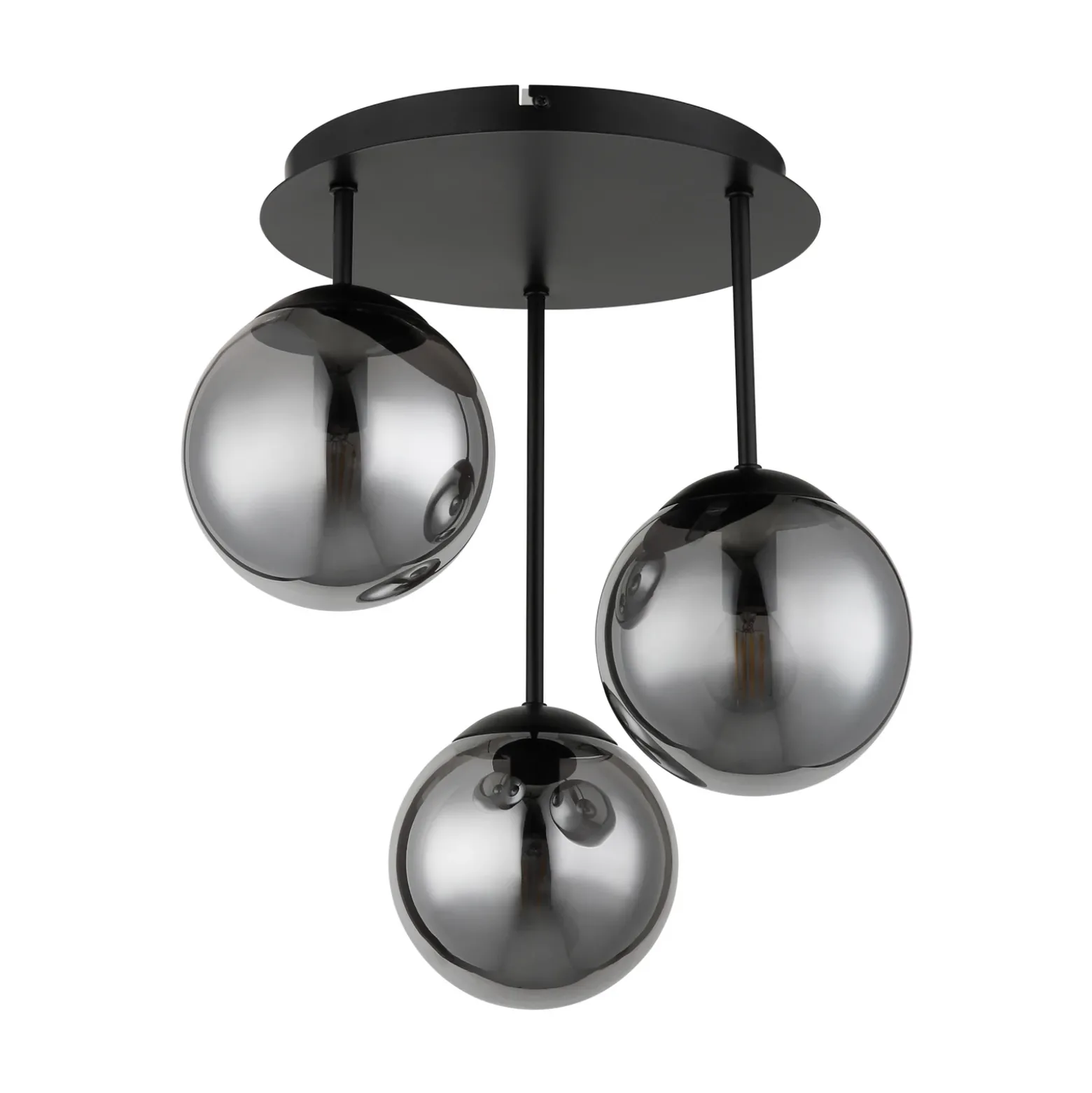 Plafón Harmon, negro/ahumado, cristal, Ø 33 cm, E14