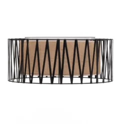 Plafón Harmony, negro, yute natural, Ø 50 cm
