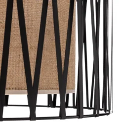 Plafón Harmony, negro, yute natural, Ø 50 cm
