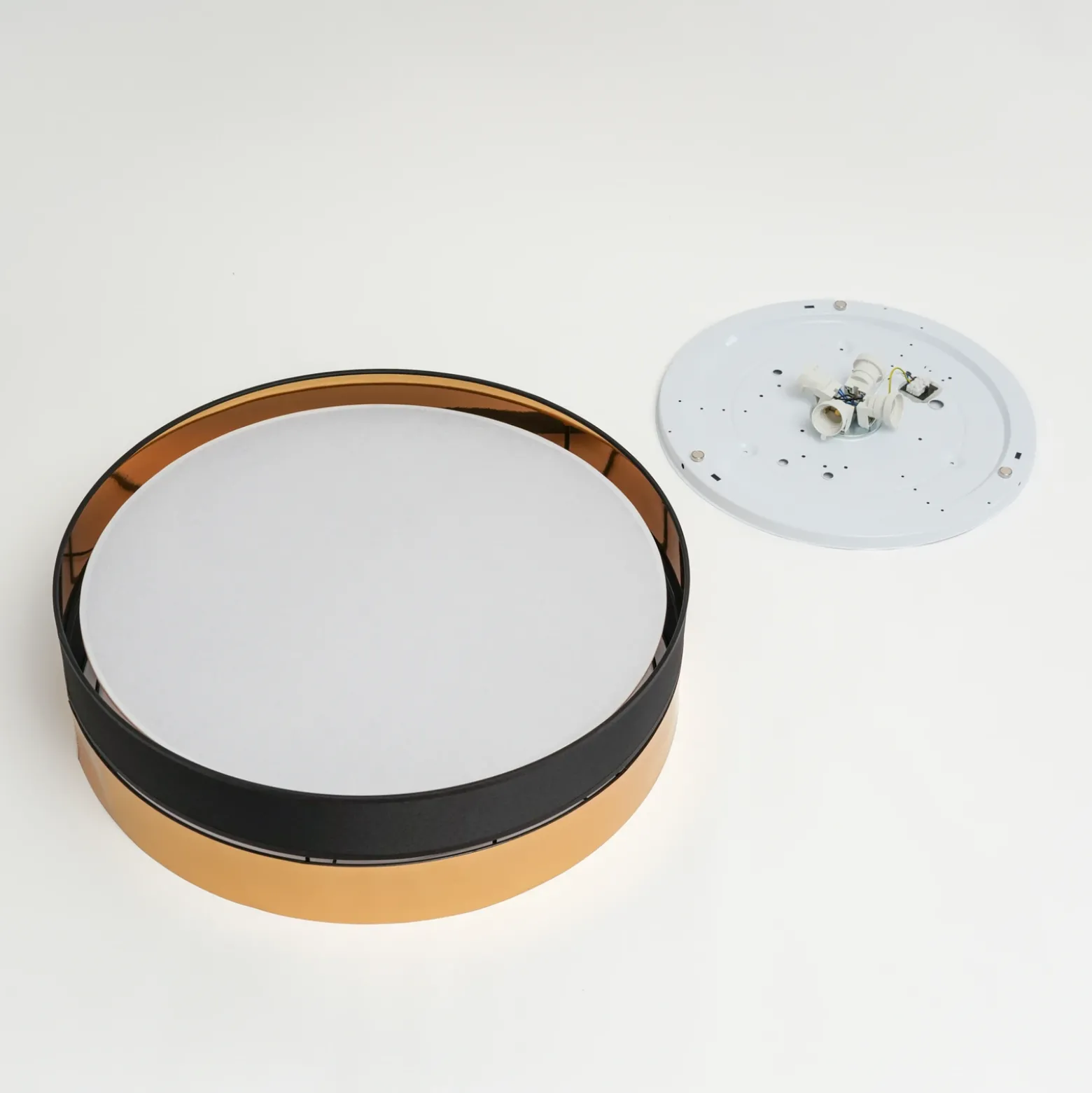 Plafón Hilton, negro/dorado, Ø 60 cm