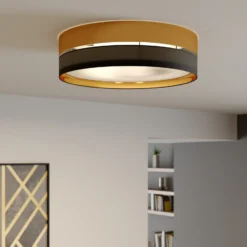 Plafón Hilton, negro/dorado, Ø 60 cm