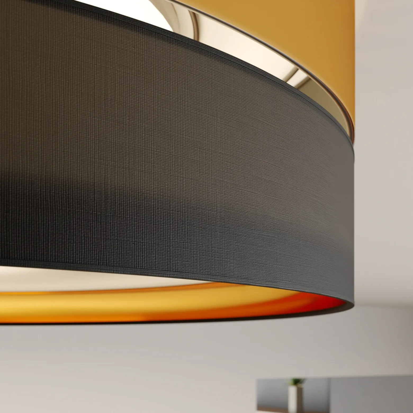 Plafón Hilton, negro/dorado, Ø 60 cm
