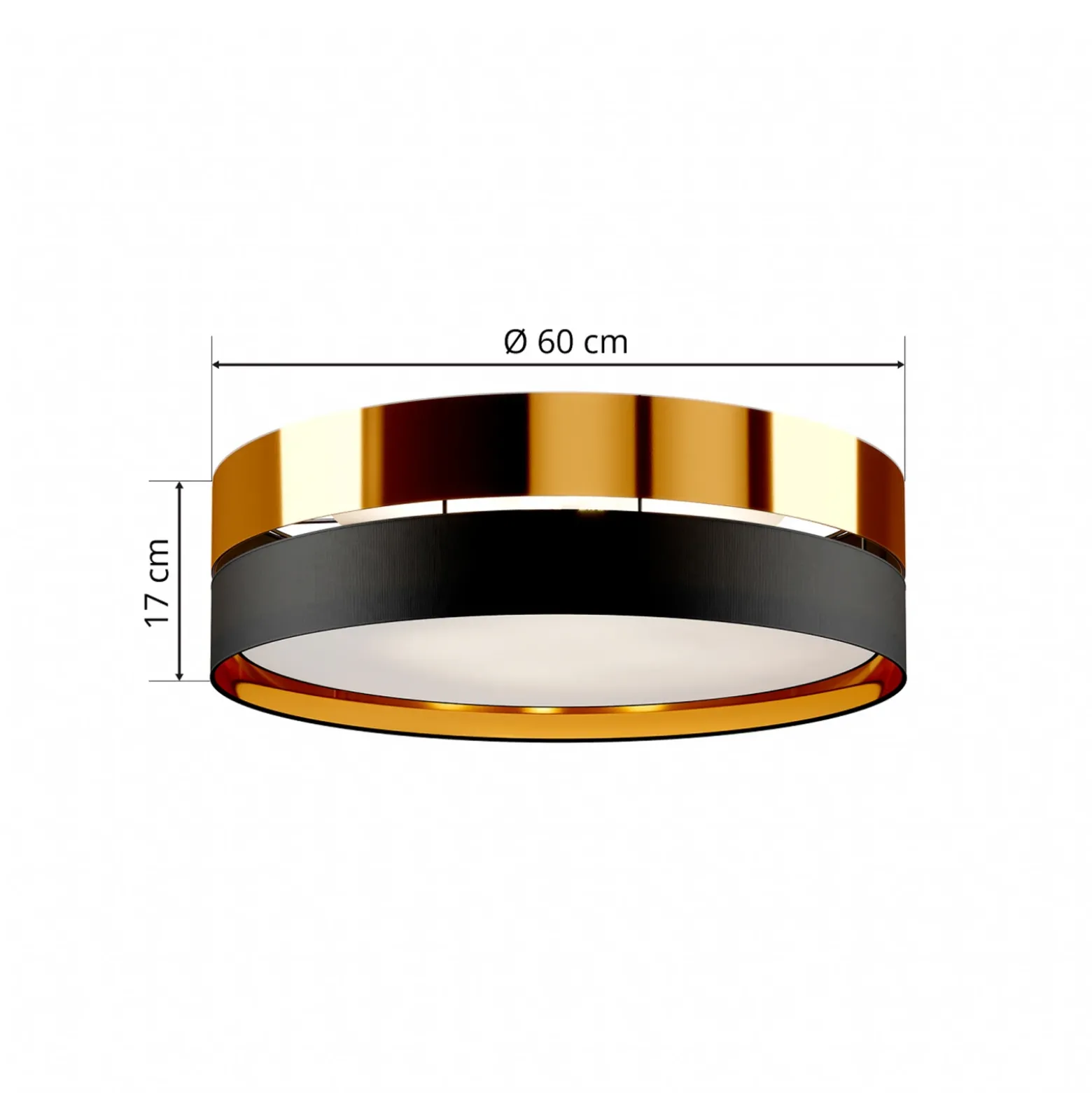 Plafón Hilton, negro/dorado, Ø 60 cm