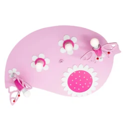 Plafón Hoja Polilla en rosa, 4 luces