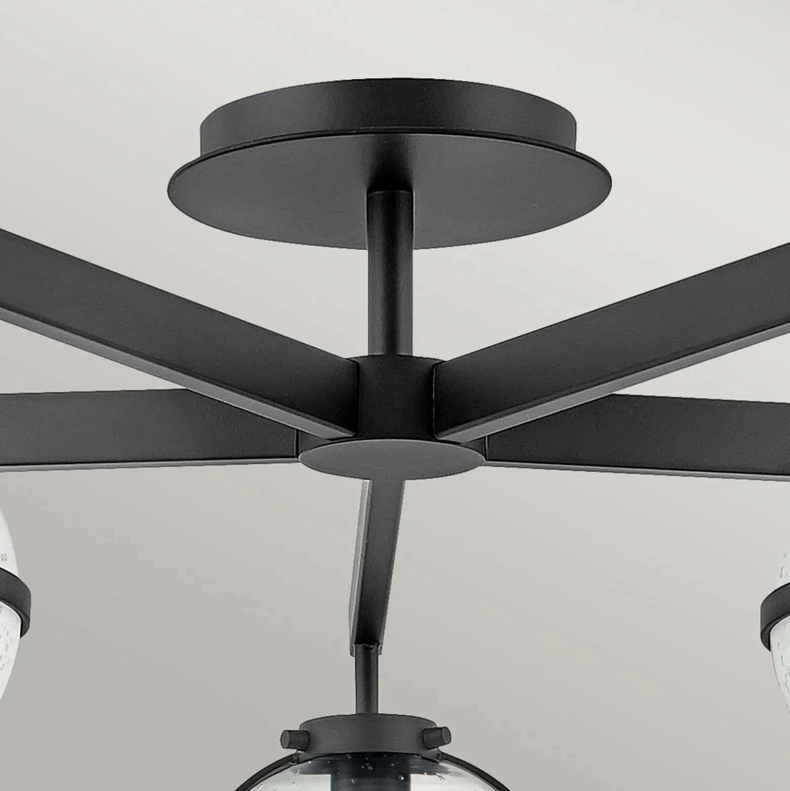 Plafón Hollis, 5 luces, negro/transparente