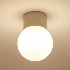 Plafón Hotel Mood 1, gris-beige, metal, cristal, G9
