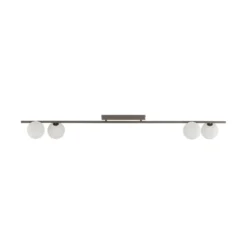 Plafón Imelo, marrón, 4 luces, cristal, longitud 140 cm