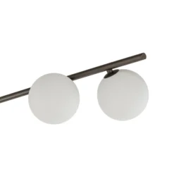 Plafón Imelo, marrón, 4 luces, cristal, longitud 140 cm