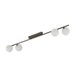 Plafón Imelo, marrón, 4 luces, cristal, longitud 140 cm