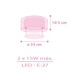 Plafón infantil Dalber UNICORNS, rosa, 1 luz