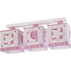 Plafón infantil Moonlight, 3 luces, rosa