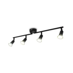 Plafón Jade, negro, con 4 luces, GU10, 3.000 K