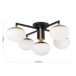 Plafón Josephine, 5 luces