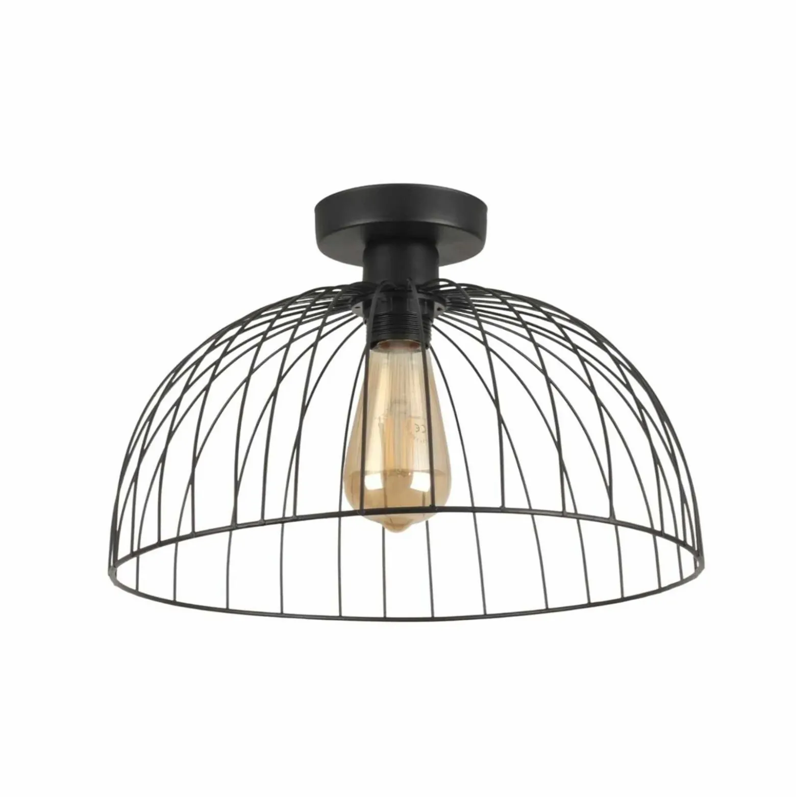 Plafón Kadeh, negro, Ø 40 cm, metal, E27