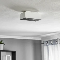Plafón Kasi de acero en blanco, 2 luces