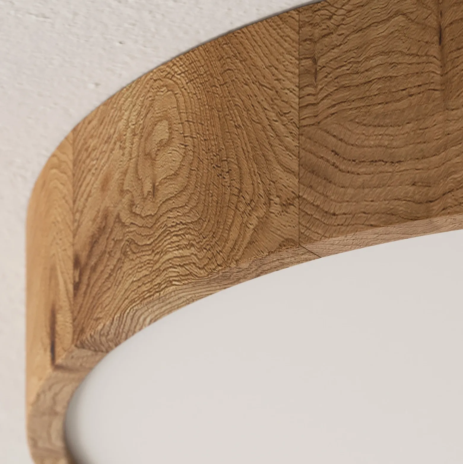 Plafón Kerio, Ø 47 cm, madera de roble natural