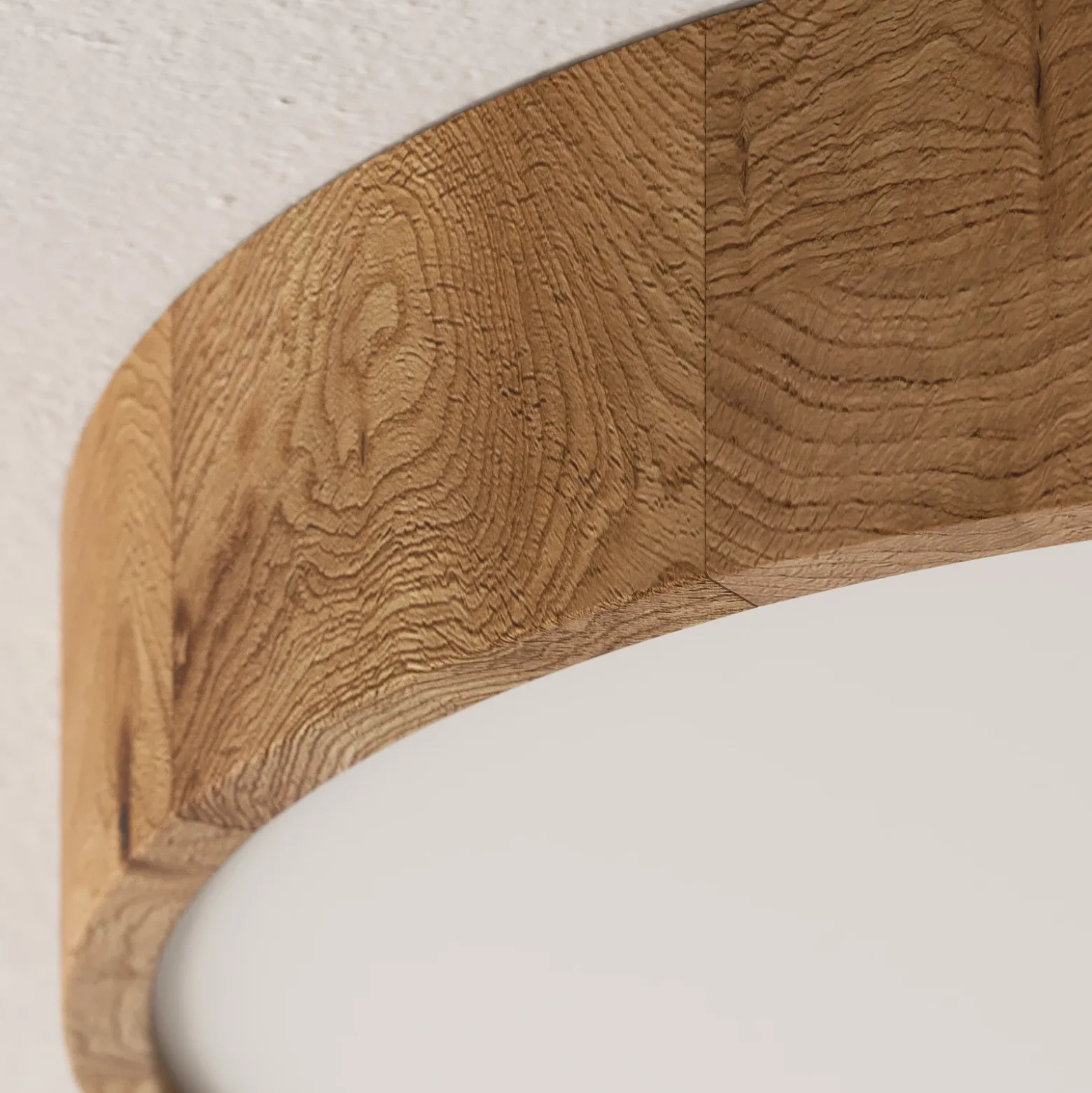 Plafón Kerio, Ø 47 cm, madera de roble natural