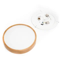 Plafón Kerio, Ø 47 cm, madera de roble natural