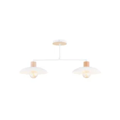 Plafón Kobe, 2 luces, acero, madera, blanco