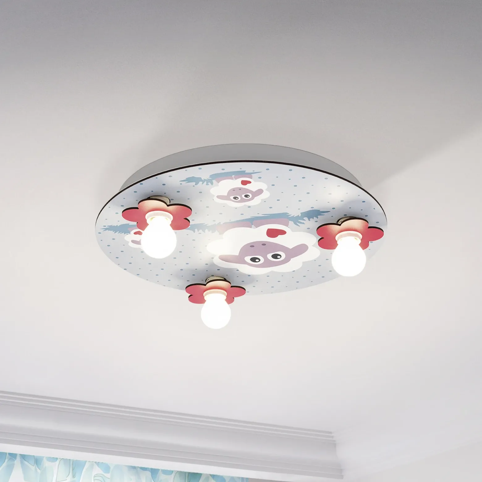 Plafón Lalelu redondo de 3 luces