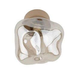 Plafón Lava, arena/coñac, cristal, Ø 15 cm, G9