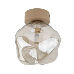 Plafón Lava, arena/coñac, cristal, Ø 15 cm, G9