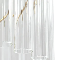 Plafón Leanna de Lucande, transparente/latón, Ø 54 cm, cristal