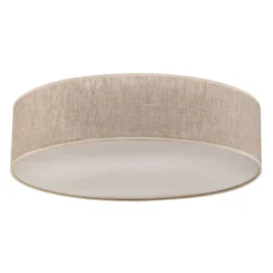 Plafón Leano, gris, tejido de lino, Ø 50 cm