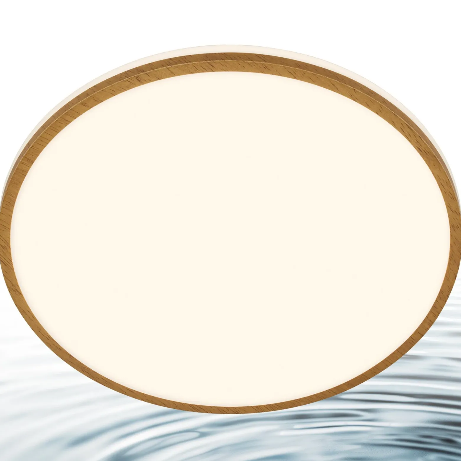 Plafón LED Acorus, Ø 33 cm, blanco/color madera, IP44