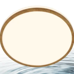 Plafón LED Acorus, Ø 28 cm, blanco/color madera, IP44