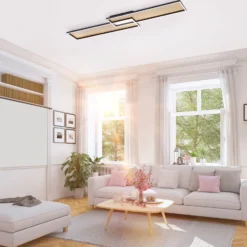 Plafón LED Amara, dos rectángulos, negro