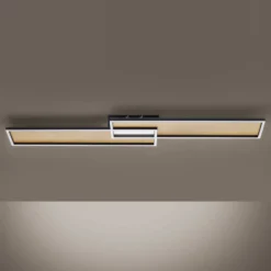 Plafón LED Amara, dos rectángulos, negro