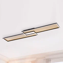 Plafón LED Amara, dos rectángulos, negro