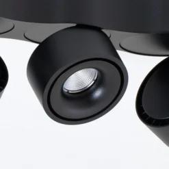 Plafón LED Arcchio «Rotari», con lentes, 3 luces, negra