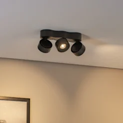 Plafón LED Arcchio «Rotari», con lentes, 3 luces, negra